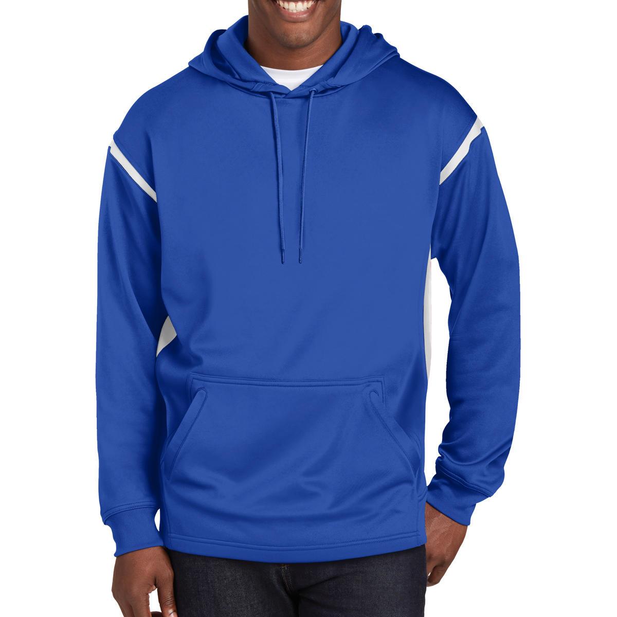 Promotional Sporttek® tech fleece colorblock hooded sweatshirt