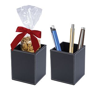 Faux Leather Pen Cup Set