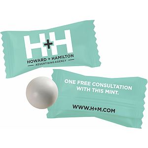 Pastel Chocolate Mints In A White Candy Shell - Custom Wrapper