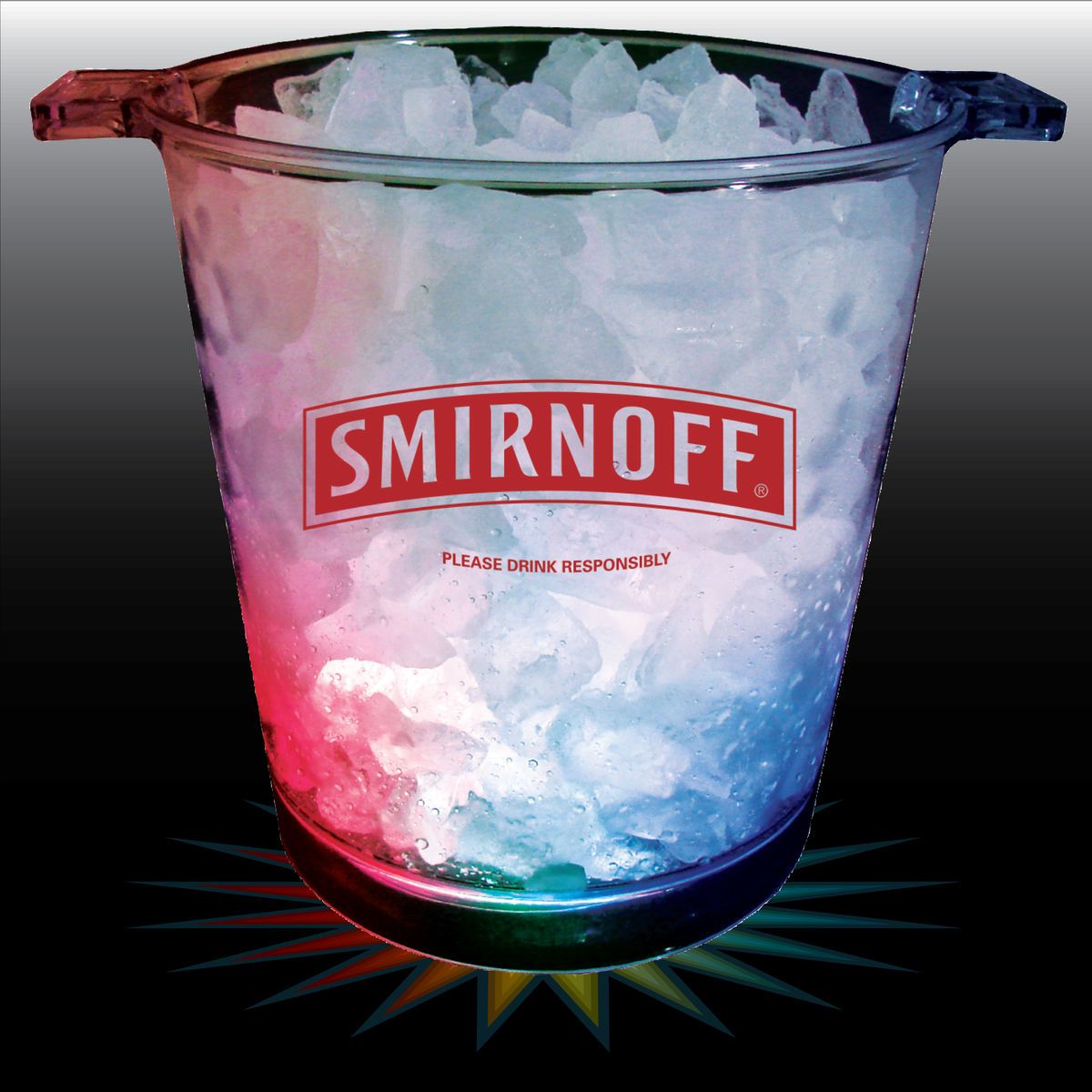 200oz 3-Light Plastic Ice Bucket with Handles