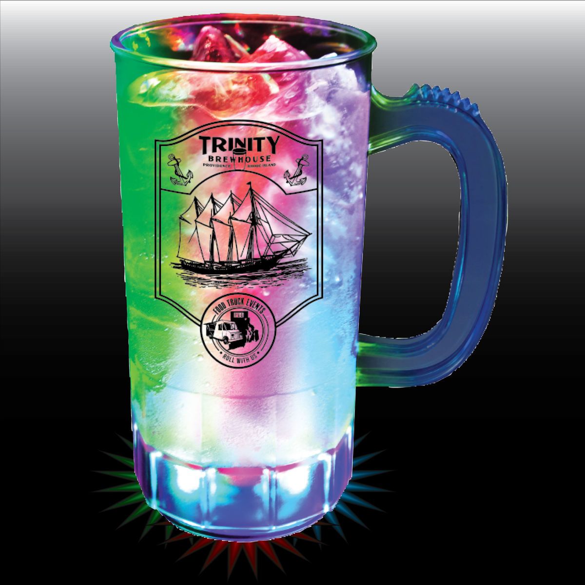 14oz 3-Light Fluted Textured Plastic Beer Mug with Handle