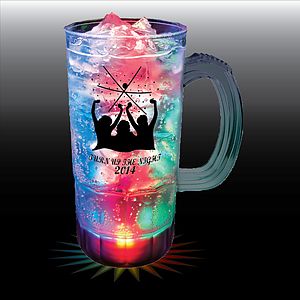 22oz 3-Light Fluted Textured Plastic Beer Mug with Handle