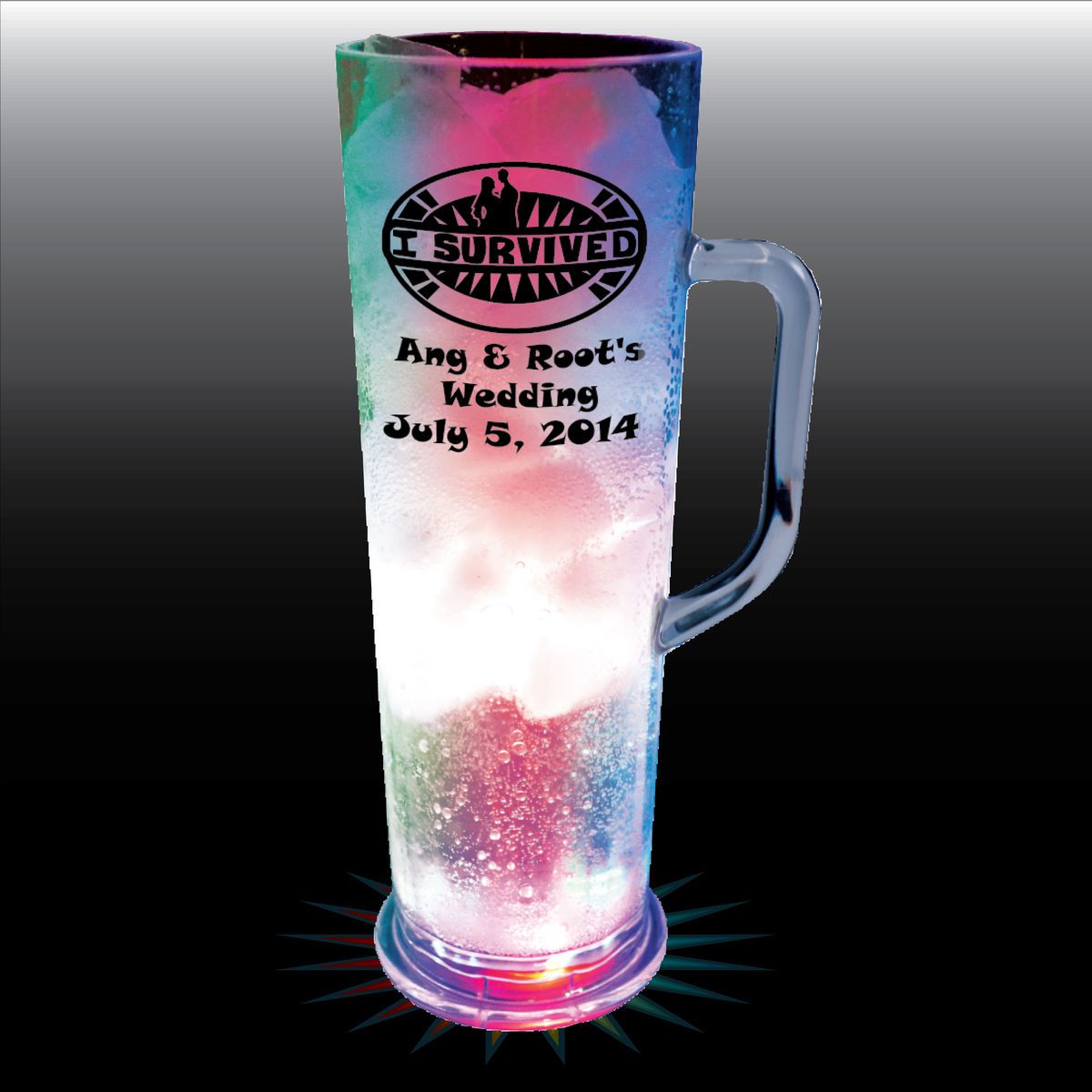 22oz 3-Light German Style Tall Fluted Plastic Frankfurt Mug with Handle