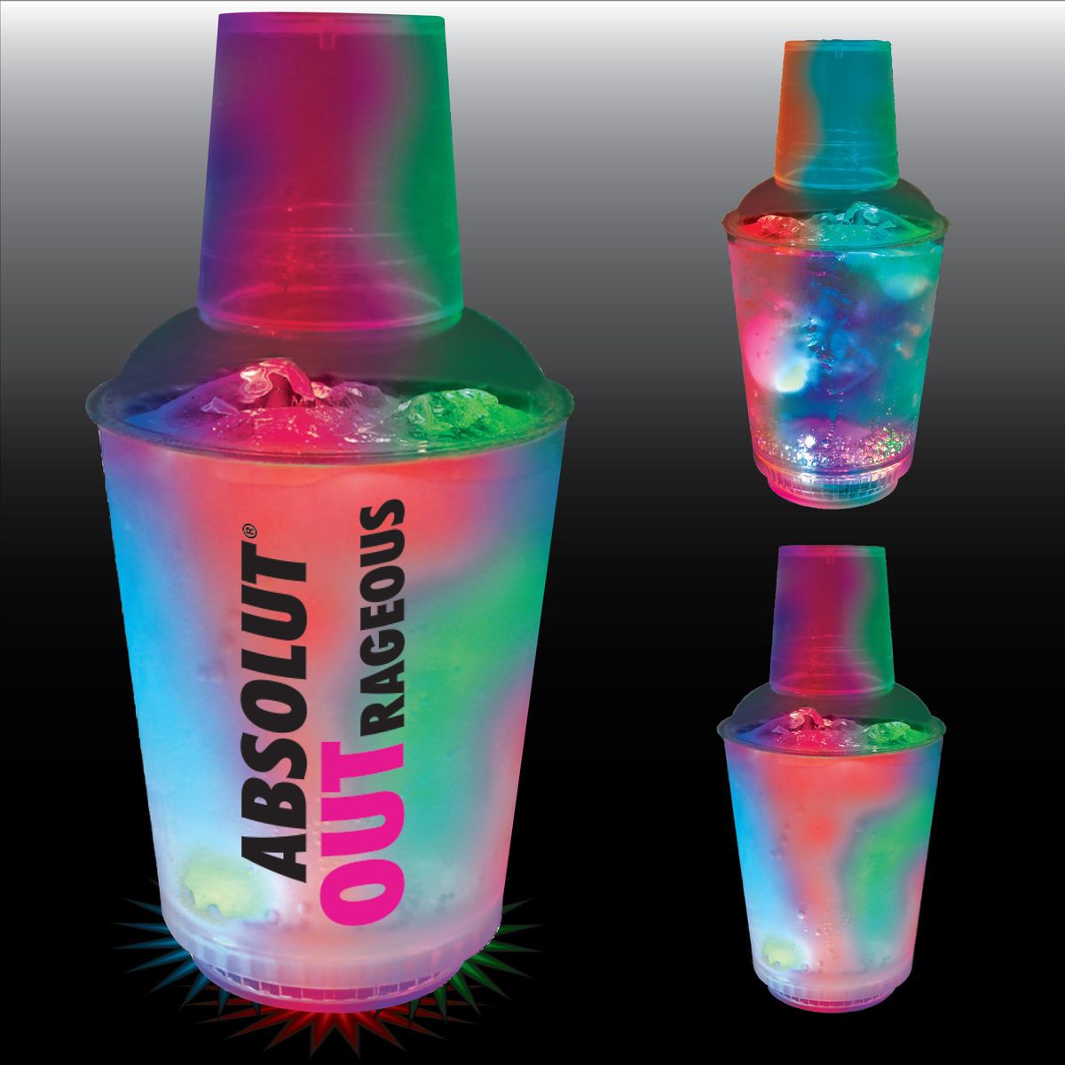 12oz 3-Light 3 Piece Plastic Cocktail Shaker