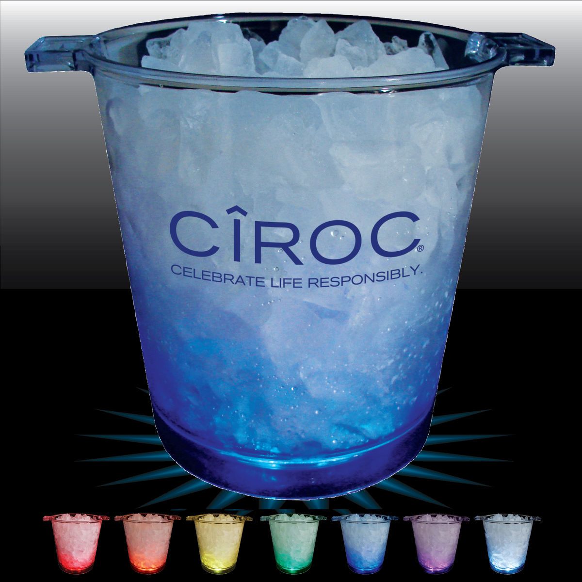 200oz Lites Up Plastic Ice Bucket with Handles