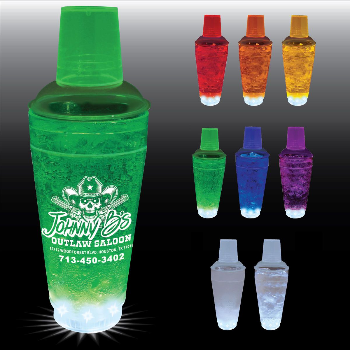 20oz 5-Light 3 Piece Plastic Cocktail Shaker