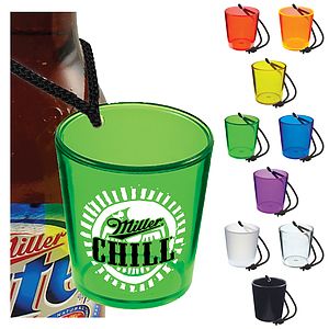 2oz Plastic Bottle Neck Hanging Sidecar Shot Glass with Black Rope