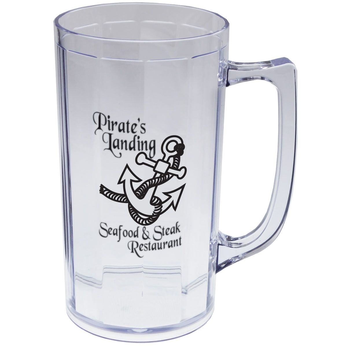 16oz Plastic Fluted Beer Mug with Handle
