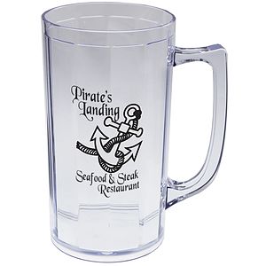 16oz Plastic Fluted Beer Mug with Handle