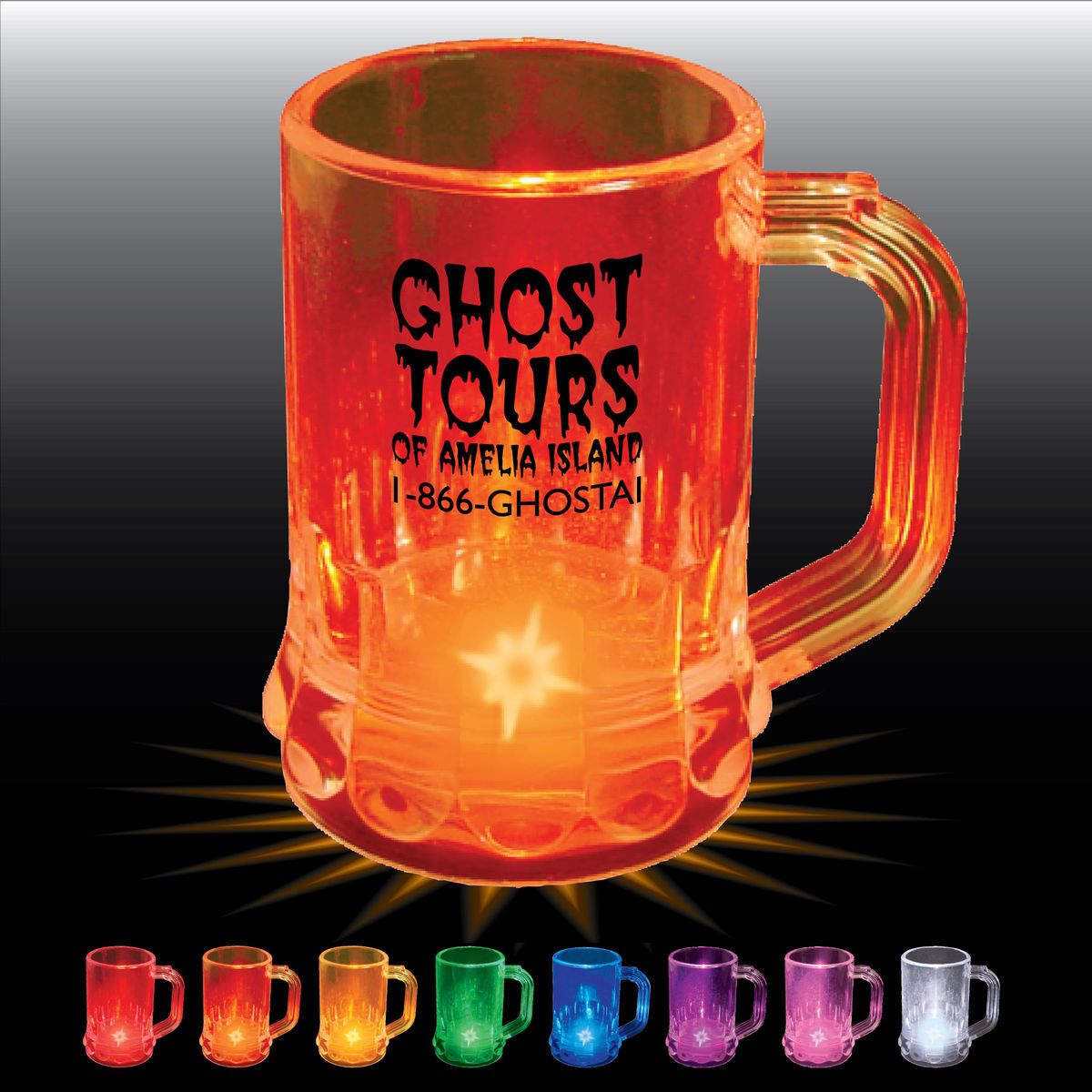1.25oz Light Up Plastic Fluted Mini Mug with Handle