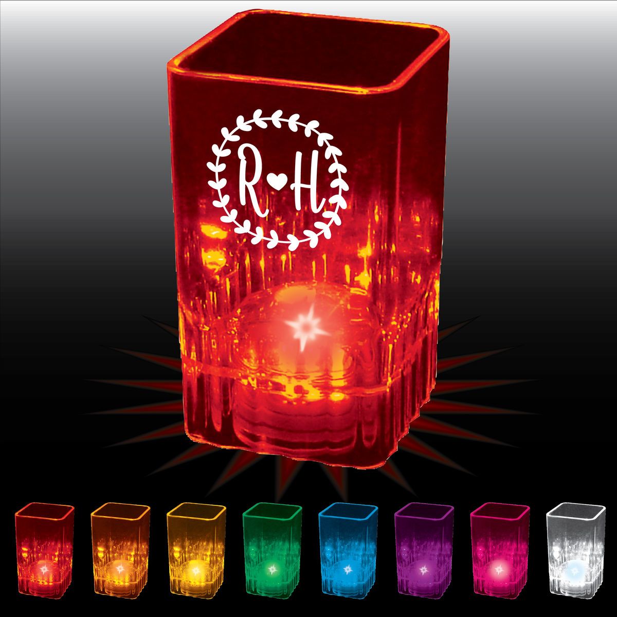 2oz Light Up Plastic Fluted Square Shot Glass