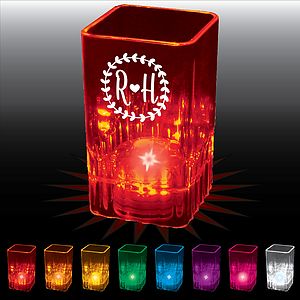 2oz Light Up Plastic Fluted Square Shot Glass