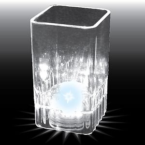 2oz Light Up Plastic Fluted Square Shot Glass