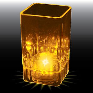 2oz Light Up Plastic Fluted Square Shot Glass
