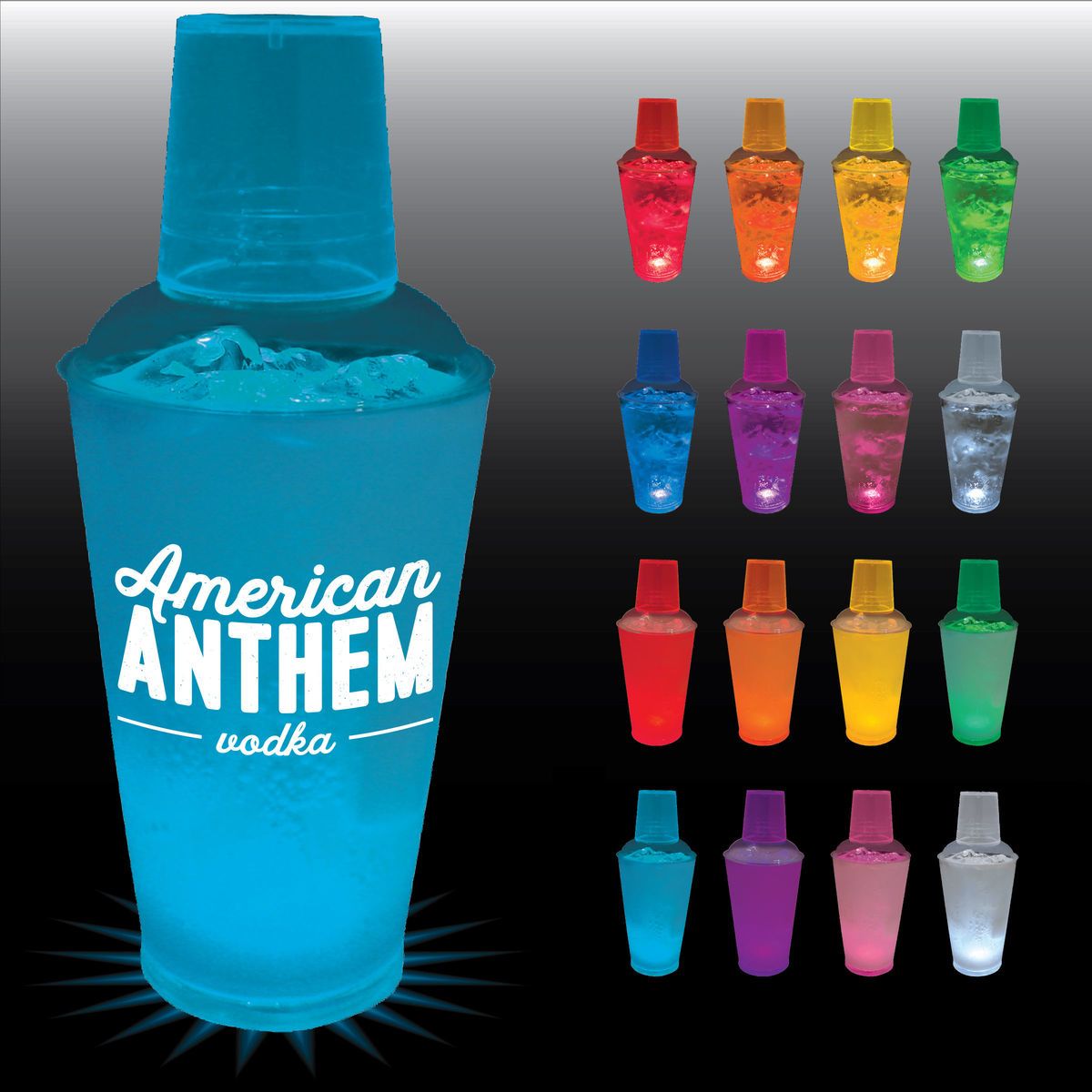 16oz Single Light 3 Piece Plastic Cocktail Shaker