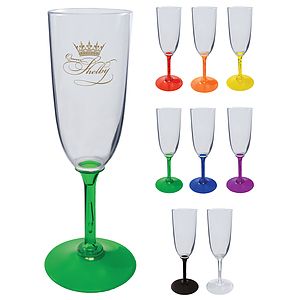 7oz Standard Stem Plastic Champagne Flute with Your Choice of Stem Color