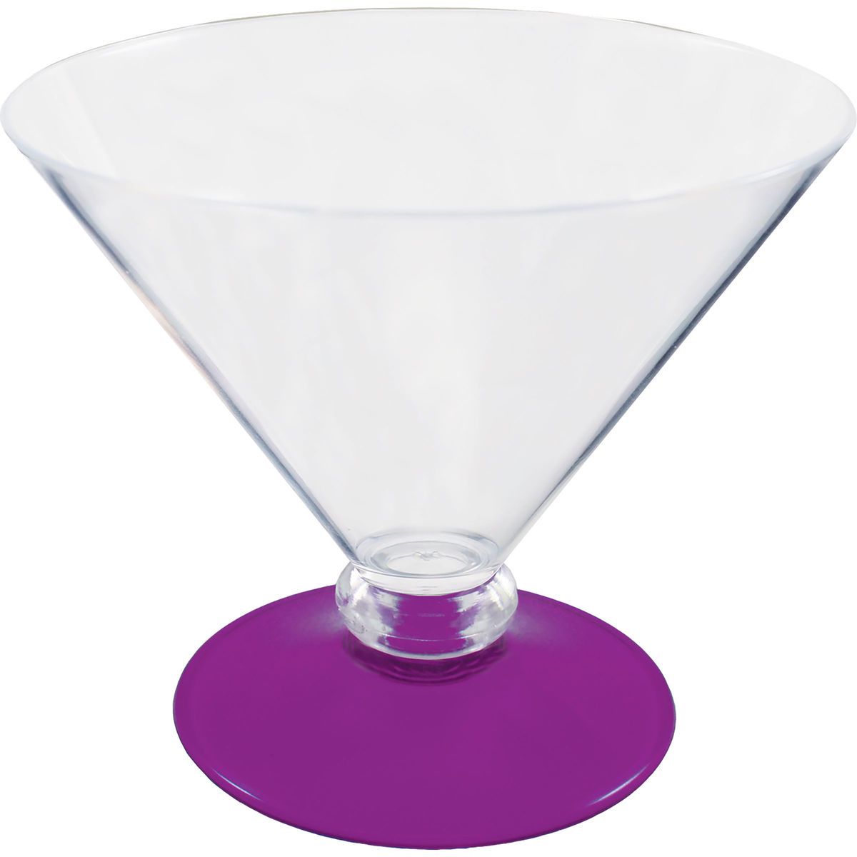 10oz Short Stem Plastic Martini Glass with Your Choice of Base Color