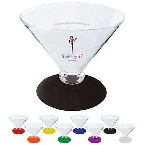 7oz Short Stem Plastic Martini Glass with Your Choice of Base Color