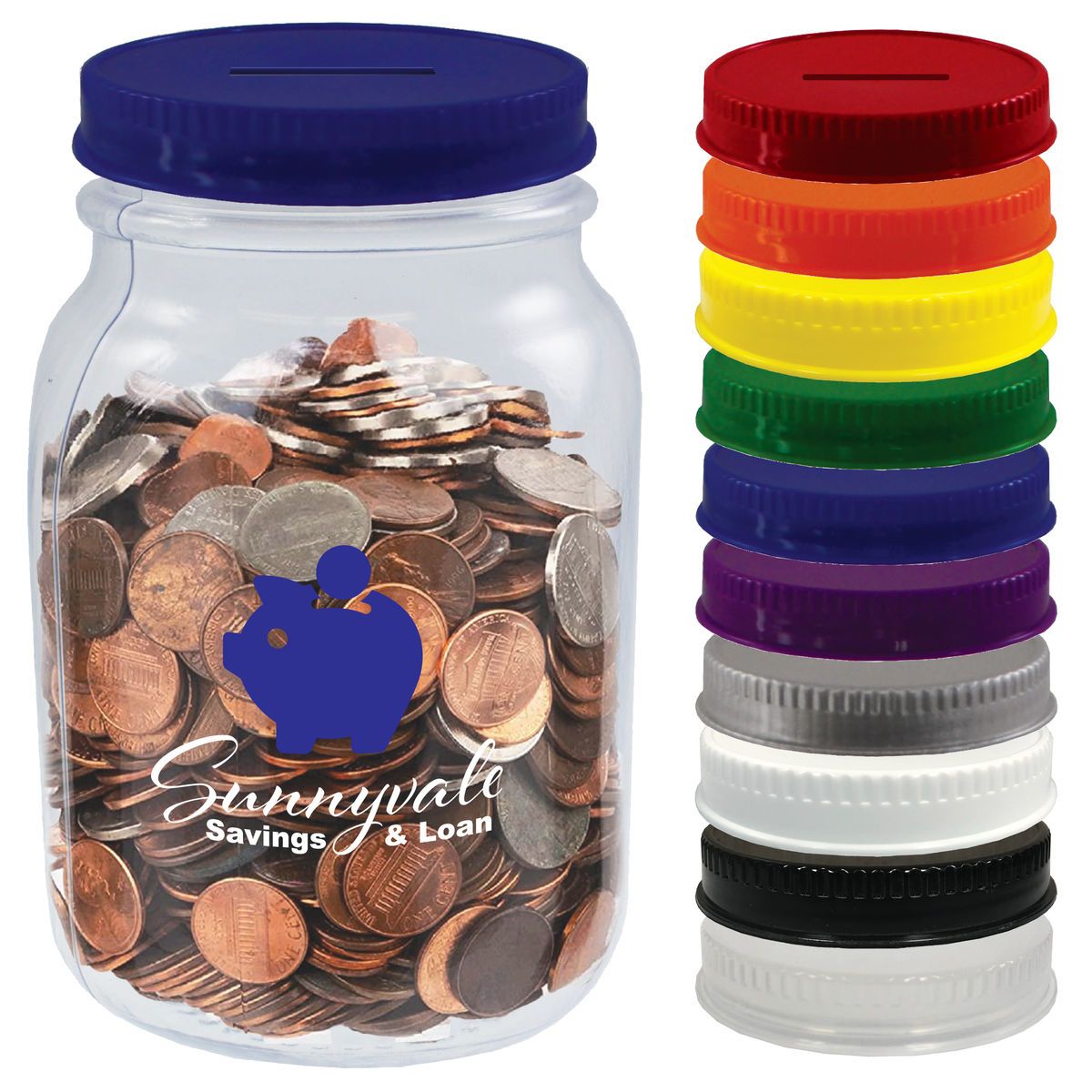 26oz Clear PVC Square Mason Jar Bank