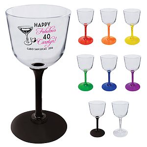7oz Standard Stem Plastic Wine Glass with Your Choice of Stem Color