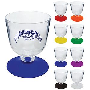 7oz Short Stem Plastic Wine Glass with Your Choice of Base Color