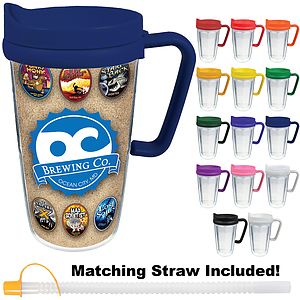 16oz Thermal Dual Walled Travel Mug - White Printed Insert