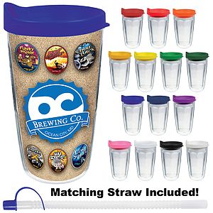 16oz Thermal Dual Walled Travel Tumbler - White Printed Insert