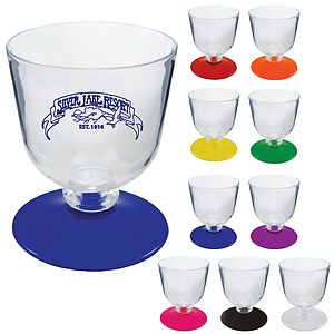 7oz Short Stem Plastic Wine Glass with Your Choice of Base Color