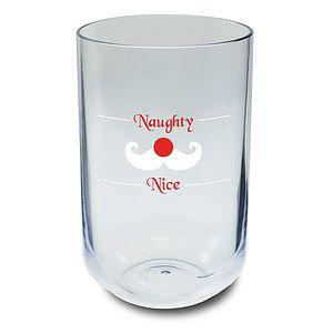 16oz "Naughty or Nice" Stock Holiday Stemless Plastic Wine Tumbler