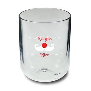 8oz "Naughty or Nice" Stock Holiday Stemless Plastic Wine Tumbler