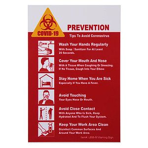 COVID-19 Coronavirus Prevention Custom Warning Sign 4”x 6” Vinyl Sticker