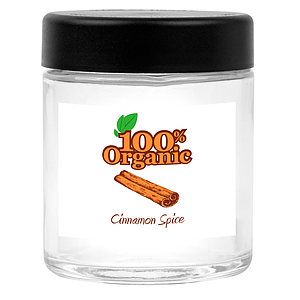 Glass Jar, Clear with Black Lid, 3.4 oz Size with Child-Resistant Lid