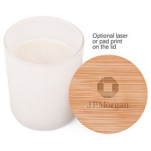 Vanilla-Scented Soy Wax Candle in Glass Jar w/Bamboo Lid (La