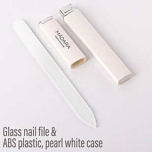 Glass Nail File & Pearl White Case
