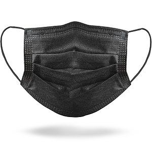 Black 3-Ply Disposable Face Masks