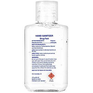 2 oz. Hand Sanitizer Gel Custom Label Compact Flip-Cap Bottle USA Made