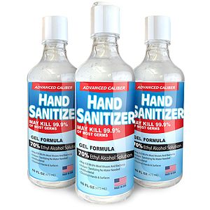 16 oz Advanced Caliber GEL Hand Sanitizer Flip-Cap Bottle 70% Alcohol USA Made