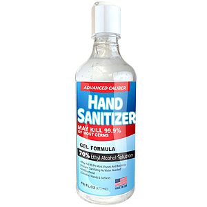 16 oz Advanced Caliber GEL Hand Sanitizer Flip-Cap Bottle 70% Alcohol USA Made