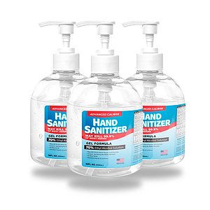 16 oz Advanced Caliber GEL Hand Sanitizer Pump Bottle 70% Alcohol USA Made