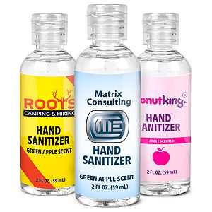2 oz Custom Label Green Apple Scent GEL Hand Sanitizer 72% Alcohol USA Made