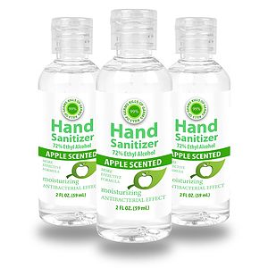 2 oz Custom Label Green Apple Scent GEL Hand Sanitizer 72% Alcohol USA Made