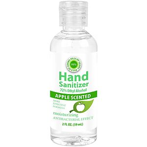 2 oz Custom Label Green Apple Scent GEL Hand Sanitizer 72% Alcohol USA Made