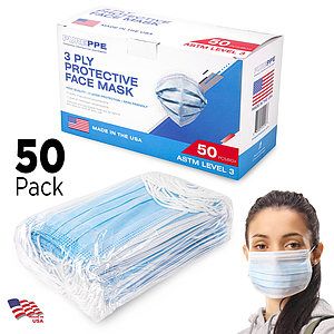 3-Ply Disposable Face Masks ASTM Level 3 - USA Made