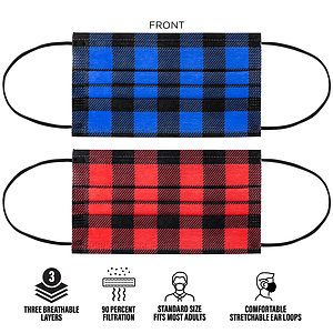 3-Ply Plaid Breathable Melt-Blown Filter Disposable Face Mask