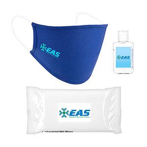Standard PPE Combo Includes A Cotton Face Mask, 2 oz Hand Sanitizer and 10 Pack Of Sanitizer Wipes