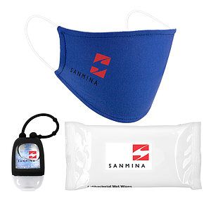 Essential Child PPE Combo Includes A Cotton Face Mask, 1 oz Hand Sanitizer and 10 Pack Of Sanitizer