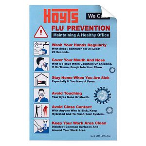 Flu Prevention & We Care Custom Office Sign 5.5”x 8.5” Vinyl Sticker