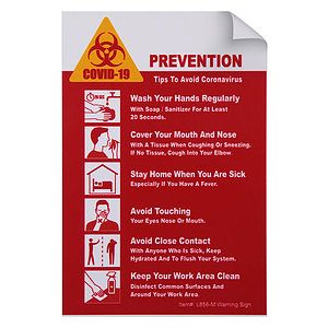 COVID-19 Coronavirus Prevention Custom Warning Sign 4”x 6” Vinyl Sticker