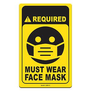 Face Mask Required COVID-19 Coronavirus Prevention Custom Utility Sign 2.5"x4" Hard 60 Mil Styrene C