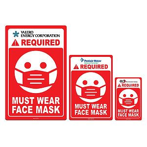 Face Mask Required COVID-19 Coronavirus Prevention Custom Warning Sign 5.5"x8.5" Hard 60 Mil Styrene
